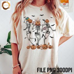 Happy Halloween Skeleton Pumpkin Dancing png, Funny Halloween Custom Skeleton Pumpkin png, Halloween Skeleton Pumpkin pn