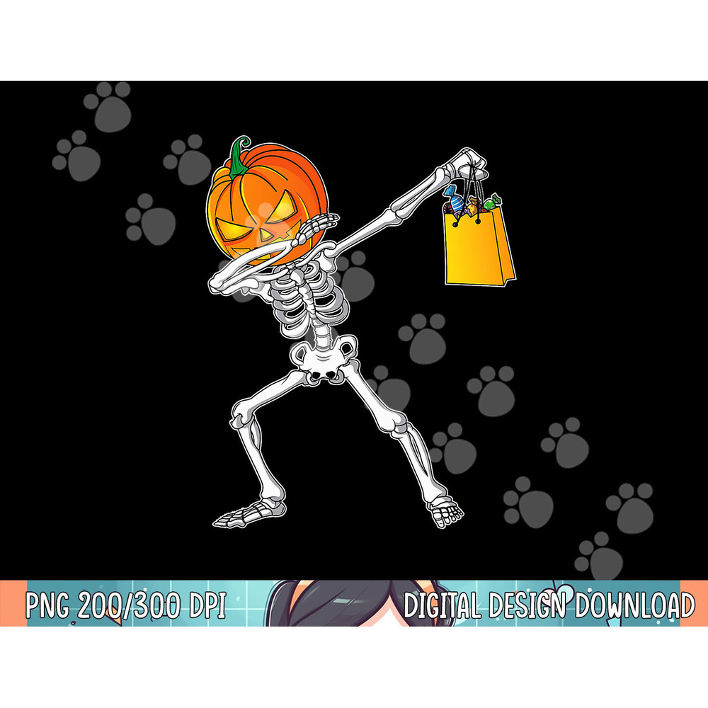 Funny Halloween Shirt For Boys Kids Dabbing Skeleton Pumpkin png, sublimation copy.jpg