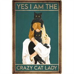 paint by numbers kits yes i am the crazy cat lady girl woman canvas poster print wall art room home bathroom wall decor