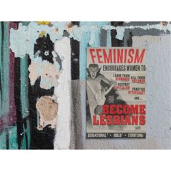feminism encourages women lesbian equality 60s 70s quote propaganda protest poster, 2 styles & 5 sizes available!