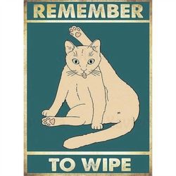 paint by numbers kits remember to wipe white cat canvas poster print wall art room home bathroom wall decor gift artwork