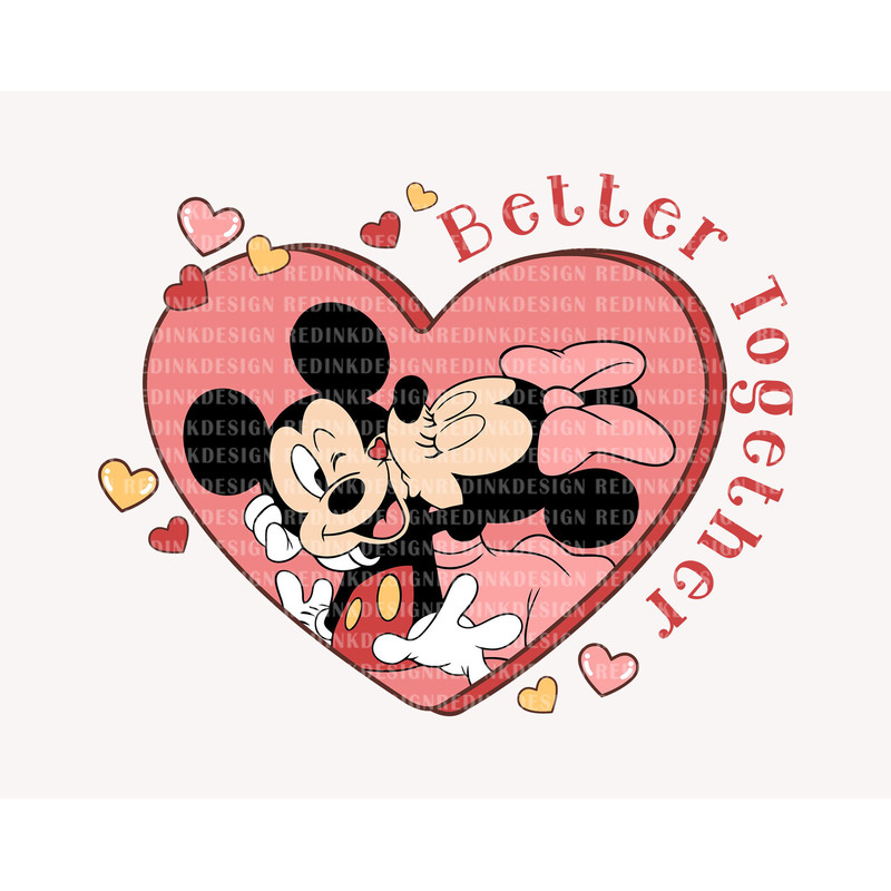Better Together Svg, Mouse Kissing Svg, Mouse Valentines Svg, Family Trip, Mouse Love Svg, Retro Valentines, Valentine Shirt Couple SVG File - 1.jpg