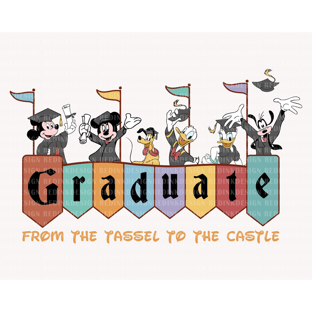 Graduate From Tassel To Castle Svg, Mouse And Friends Svg, Graduation 2023 Svg, Graduate Shirt Svg, Senior 2023 Svg, Class of 2023 Svg - 1.jpg