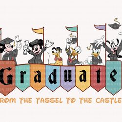 graduate from tassel to castle svg, mouse and friends svg, graduation