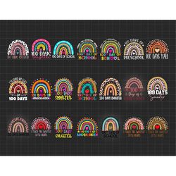 bundle funny coloful rainbow pencil 100 days smarter svg, 100 day y'all, teacher apprecation, 100 days brighter, schooli