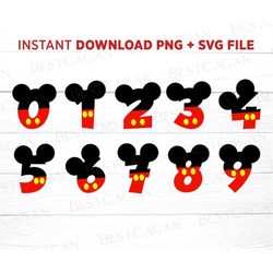 Mouse Number Svg, 0-9 Mouse Number Svg, Mouse Birthday Numbers Svg, Instant Download