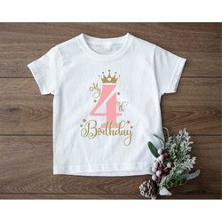 my fourth birthday shirt, 4th birthday girl shirt, cute 4 year old girls t-shirt, little princess shirt, it's my birthda