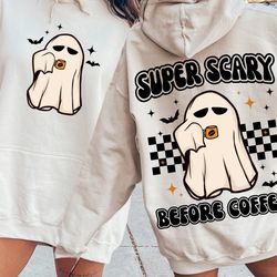 Super Scary Before Coffee PNG, Cool Ghost Halloween , Retro Sublimations, PNG Sublimations, Designs, Shirt Design, Subli