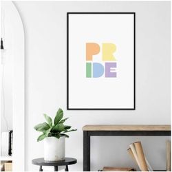 pride lgbtq lesbian gay bi trans queer rights rainbow slogan poster word wall art, 4 sizes available!