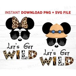 Let's Get Wild Bundle Svg, Animal Kingdom 2023 Svg, Mouse Safari Hat Svg, Family Vacation Svg, Couple Trip Svg, Instant