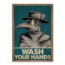 vintage canvas poster wash your hands print wall art home room bathroom kitchen decor unframed