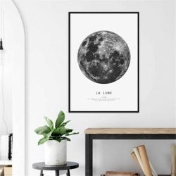 la lune the moon french science astrology minimalist wall art poster, 4 sizes available!