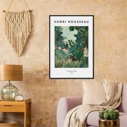 henri rousseau the equatorial jungle 1909 classic french art vintage poster wall art, 4 sizes available!