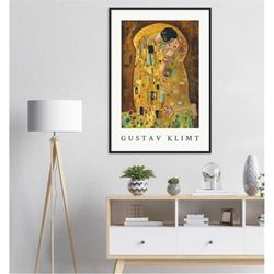 gustav klimt the kiss classic austrian art nouveau erotic vintage poster wall art, 4 sizes available!