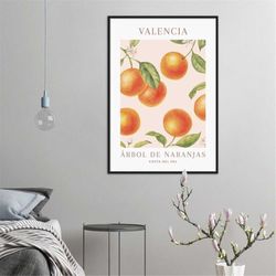 valencia rbol de naranjas oranges costa del sol classic spanish italian kitchen art vintage poster wall art, 4 sizes ava