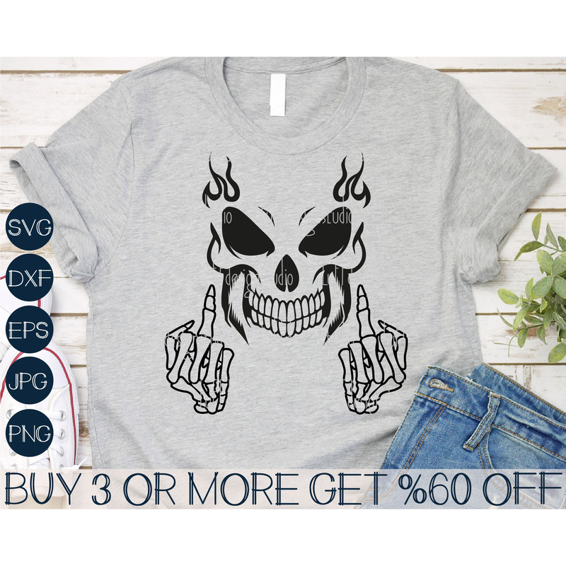 Skull SVG, Skeleton SVG, Halloween SVG, Skeleton Hands Svg, Middle Finger Svg, Clipart, Png, Files For Cricut, Sublimation Designs Downloads - 1.jpg