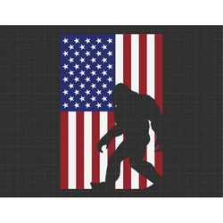 bigfoot sasquatch believe patriot american flag usa, american patriotic sasquatch, the fourth of july, svg, png files fo