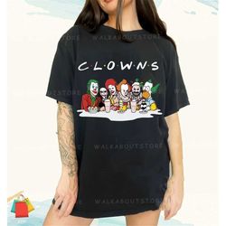clowns horror characters friends tshirt, clowns halloween horror characters, horror movie characters shirt, clowns frien