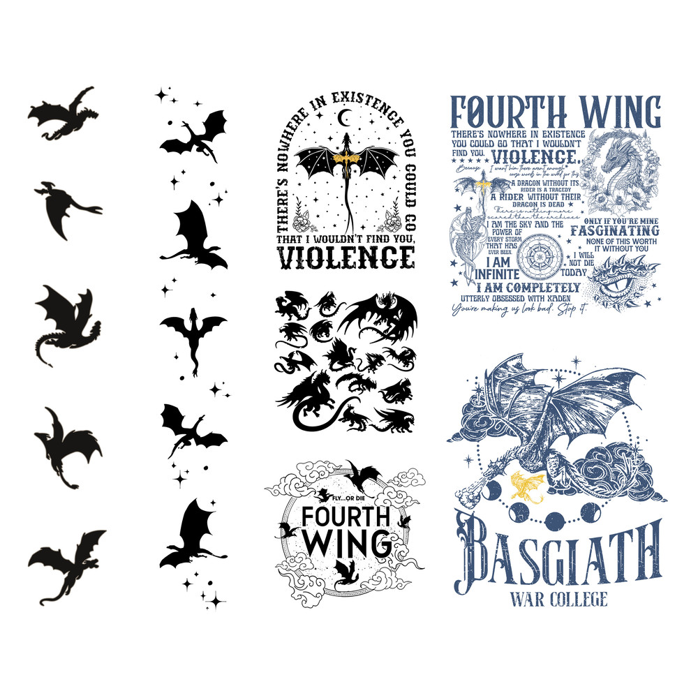 Fourth Wing Png Stencil, Basgiath Digital File, Rebecca Yarros Png, Fourth Wing Png, Xaden Riorson, Dragon Rider Png, Bookish Png - 1.jpg