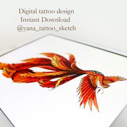 Phoenix Tattoo Design Female Phoenix Tattoo Sketch Phoenix Tattoo Ideas for Woman, Instant download PDF, PNG, JPG files