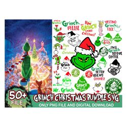 50 files grinch svg bundle, christmas svg, grinch svg, santa svg, grinch face svg, xmas svg, christmas svg files for cri