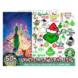 50 Grinch Svg Bundle, Christmas Svg, Grinch Svg, Santa Svg, Grinch Face Svg, Xmas Svg, Christmas Svg