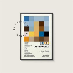 travis scott poster - astroworld - album cover print, music wall art, framed album, home decor, music gift