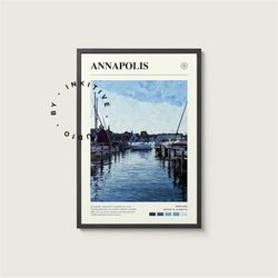 annapolis poster - maryland - digital watercolor photo, painted travel print, framed travel photo, wall art, home decor,