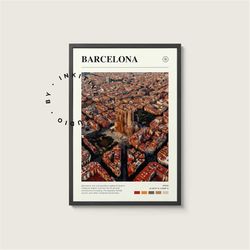 barcelona poster - spain - digital watercolor photo, painted travel print, framed travel photo, wall art, home decor, tr