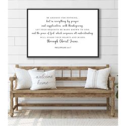 be anxious for nothing, but in everything by prayer philippians 4:6-7 art canvas