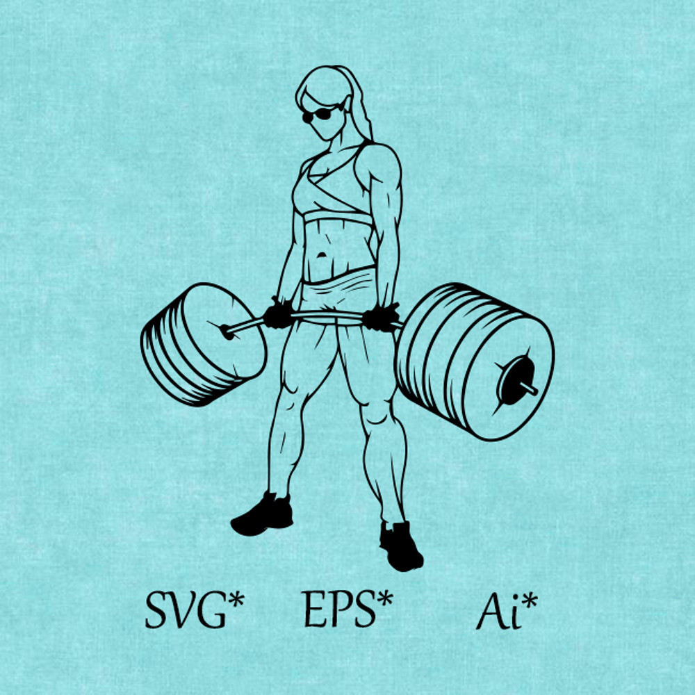 Girl With Barbell SVG Workout Bodybuilder Gym Fitness Crossfit Trainer Sport Muscle Gor Digital SVG EPS AI
