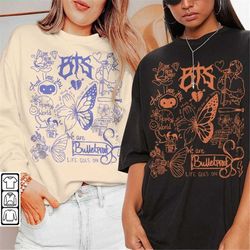 bts doodle art shirt, vintage bts album lyrics art tattoo sweatshirt hoodie, retro bts tour 2023 concerts v1 da3005dt