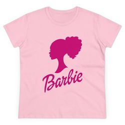 light pink curly silhouette barbie t-shirt - retro-inspired, unique barbie fan tee