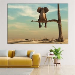 elephant canvas print, animal canvas, cool fine art animal landscape, cute canvas, eye catcher canvas gift, ready to han