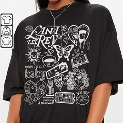 lana del rey doodle art shirt, vintage lana del rey merch lyrics sweatshirt hoodie, retro lana del rey tattoo tour art d