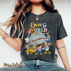 comfort colors vintage disney epcot world tour 1982 shirt, disney epcot shirt, mickey and friends, epcot center shirt, d