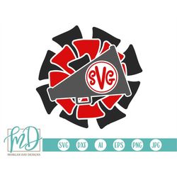 cheerleader svg - cheer monogram svg - cheer svg - cheer coach - cheer shirt - megaphone monogram svg - megaphone svg -