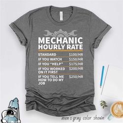 mechanic shirt, mechanic gift, funny mechanic hourly rate shirt, gifts for mechanics, mechanic t-shirt, car mechanic, me