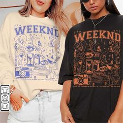 the weeknd doodle art shirt, vintage merch weeknd album lyrics song sweatshirt hoodie, the weeknd tour 2023 tattoos da12
