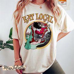 comfort colors vintage retro disney peter pan tick-tock the crocodile captain hook eat local shirt, neverland shirt, dis