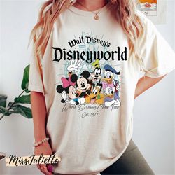 comfort colors vintage walt disney world 1971 shirt, disney castle where dreams come true shirt, mickey and friends, di