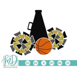 cheerleader svg, cheer svg, cheerleading svg, basketball svg, basketball cheerleader svg, cheer pom pom svg, megaphone s