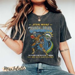comfort colors vintage star wars mandalorian shirt, retro mandalorian comic shirt, baby yoda shirt, disneyworld shirts,