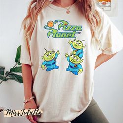 comfort colors disney pixar alien pizza planet shirt, disney toy story pizza planet shirt, disney pizza planet shirt, al