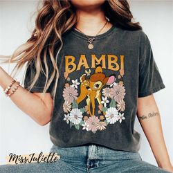 comfort colors vintage floral disney bambi shirt, disney bambi deer shirt, disney vintage movie shirt, disneyland shirt,