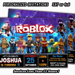 Roblox Invitation, Roblox Invitation Party, Digital File, Party, Personalized Invitation