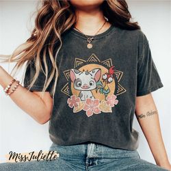 comfort colors vintage disney moana floral pua and hei hei shirt, disney moana movie shirt, disney princess shirt, walt