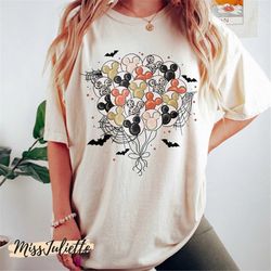 comfort colors disney mickey balloon halloween shirt, disney balloon shirt, mickey not so scary halloween party shirt, d