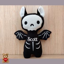 Personalised embroidery Plush Soft Toy Haloween Bat ,Super cute personalised soft plush toy, Personalised Gift