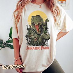 comfort colors vintage jurassic park shirt, retro jurassic park t-rex shirt, jurassic park logo dinosaur t-rex shirt, di